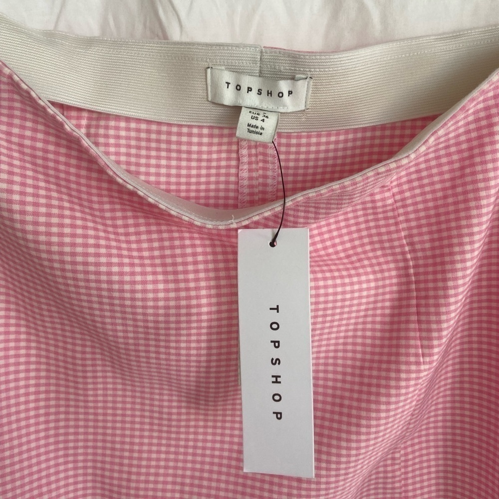 TOPSHOP pink mini single layered plaid skirt Size 4 NEW - Picture 11 of 12